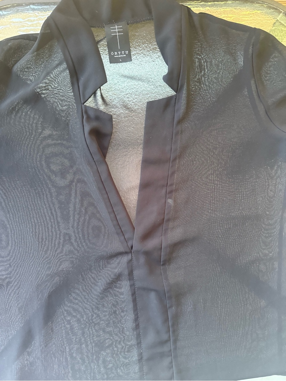 ORTTU Men's Sheer Black Long Sleeve Button-Up Shirt - Picture 7 of 8